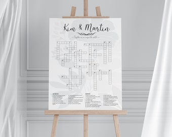 Custom Wedding Crossword Game, Personalized Crossword, Funny Wedding Game, How well does everyone know the bride and groom?