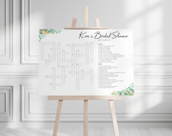 Funny Bridal Shower Game, Custom Bridal Shower Crossword, Personalized Crossword Game, How well does everyone know the bride and groom?
