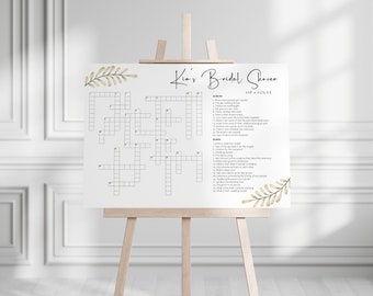 Funny Bridal Shower Game, How well does everyone know the bride and groom?, Personalized Crossword Game, Custom Bridal Shower Crossword
