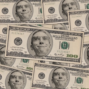 Soldi per feste da 100 USD, dollari di compleanno, banconote da un dollaro con la tua faccia, soldi per feste di compleanno, lato singolo, download digitale - nessun prodotto fisico