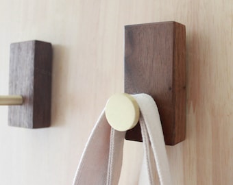Walnut Wood Wall Hook: Minimalist Rustic Wall Support