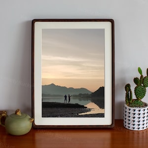Large Size Customizable Solid Wood Photo Frame: Rustic Round Corner Walnut & Teak Wood Picture Finish