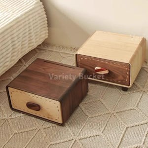 Large Solid Walnut Bedside Table: Rustic Nightstand with Drawer & Shelf