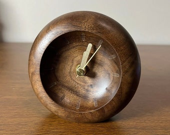 Natural Black Walnut Time Clock Vintage Wood Clock Wooden Desk Clock Creative Bedroom Silent Clock Gift for Her Him Desk Decor