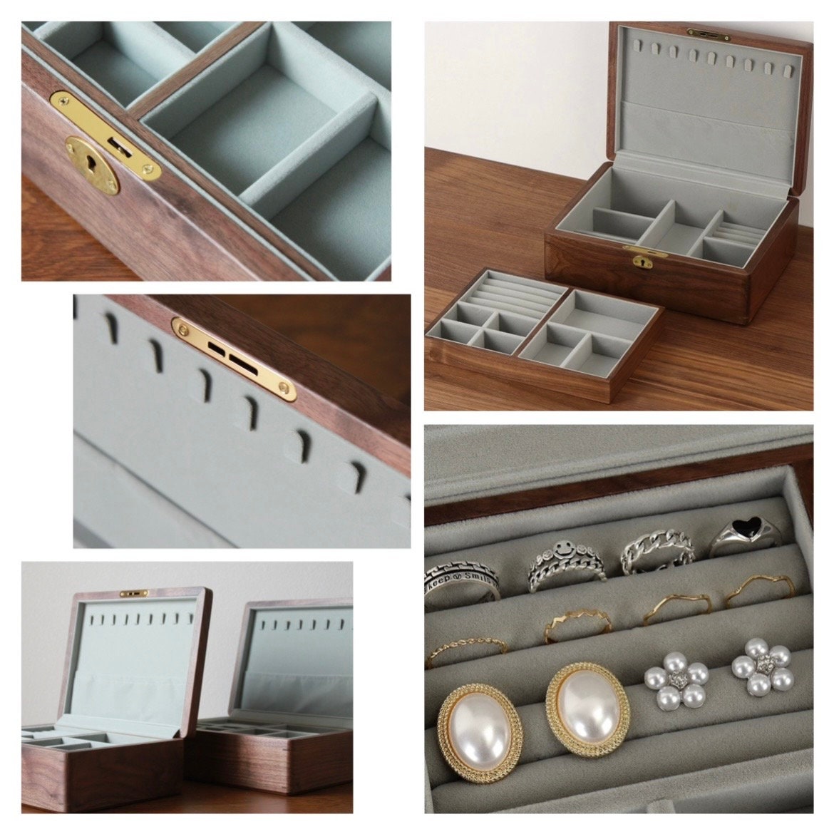 Jewellery Packaging Set Boxes Walnut Wood Veneer Insert Small Luxury Velvet  - China Custom Jewelry Gift Box and Custom Logo price