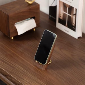 Walnut Wood Phone Holder: Minimalist Reading Rack image 4