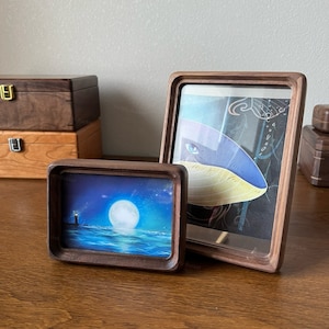 Solid Wood Photo Frame Rustic Walnut Picture Frame, Size From 3&#39;&#39; to 10&#39;&#39; Square Hardwood Frame Anniversary Birthday Gift Engagement Gift
