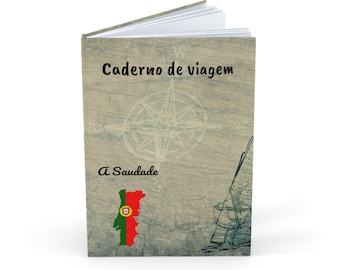 A5 format Portugal travel notebook gadget, experience planner or vacation sketchbook, with basic Portuguese language translations