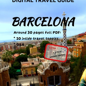 Barcelona Spain digital travel planner guide book, about 10 inside travel topics, to use as city trip checklist