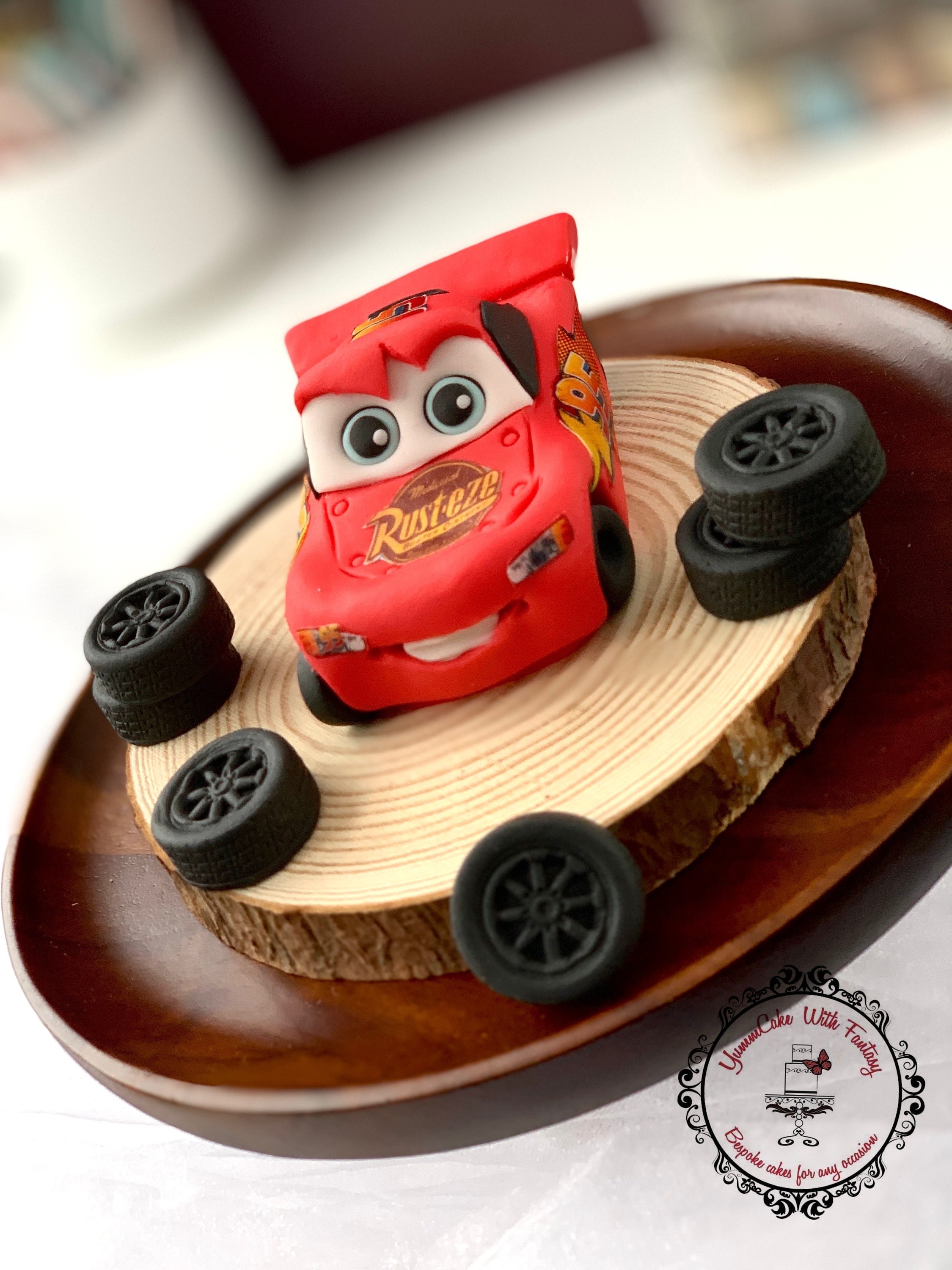 Cars  McQueen figure Handmade Edible Fondant Birthday Cake Topper Set sugarpaste car for Birthday cake, baby shower cake