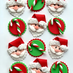 Christmas Santa Claus handmade edible fondant 12 cupcake Toppers Christmas edible decoration for kids cupcakes Christmas gift for kids UK