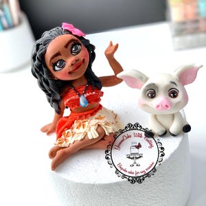 Inspired by Moana figure and Pua handmade fondant edible birthday cake topper, cake decoration, birthday cake decorations, moana kids party