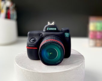 Décoration pour gâteau d'anniversaire fondant comestible fait main avec appareil photo