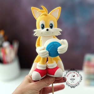 Sonic Tails inspired handmade edible fondant birthday cake topper Birthday fondant decoration sonic figure for cake