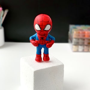 Handmade Hero figurine Spider Man  inspired  edible fondant  birthday cake topper decoration