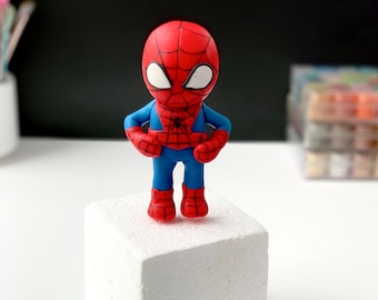 Handmade Hero figurine Spider Man  inspired  edible fondant  birthday cake topper decoration
