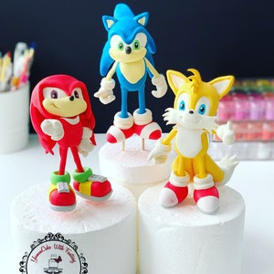 Sonic the hedgehog inspired handmade edible fondant birthday cake topper birthday cake decoration Sonic Tails &  Knuckles Edible Cake Topper