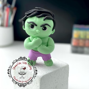 Handmade Hero fondant figure baby Hulk  inspired  edible fondant  birthday cake topper decoration boys party cake decoration