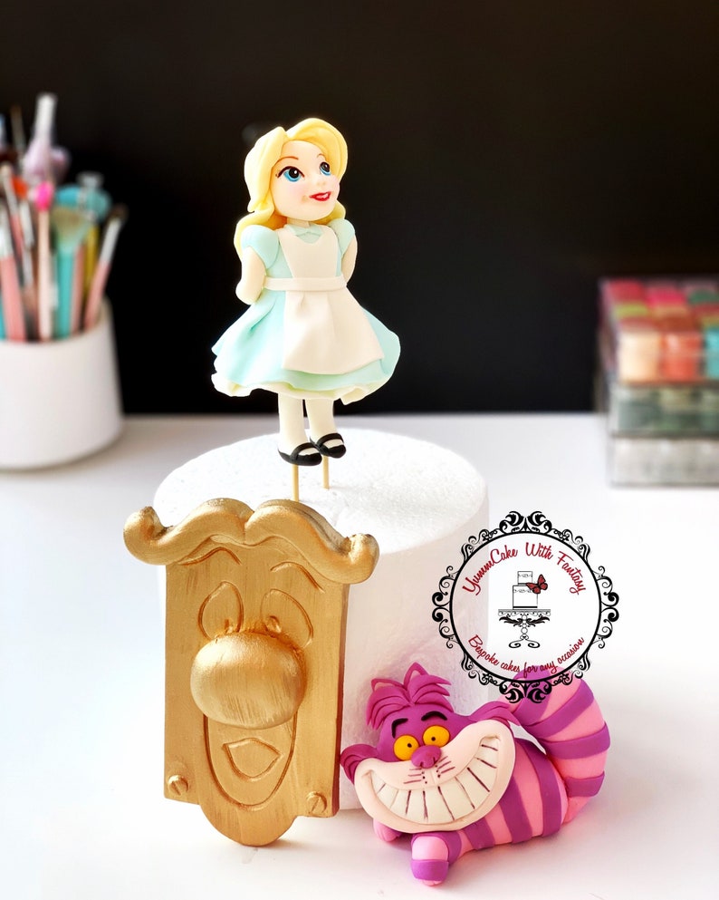 Handmade Alice In Wonderland Inspired Edible Fondant Birthday Cake Topper image 1