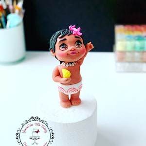 Inspiré du gâteau d&#39;anniversaire comestible fondant fait main de bébé Moana, décoration de gâteau, décorations de gâteau d&#39;anniversaire