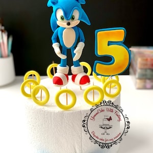 Sonic inspired handmade edible fondant birthday cake topper Birthday fondant decoration sonic figure for cake