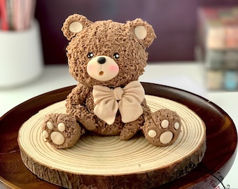 Teddy Bear handmade edible fondant birthday cake topper cute brown teddy bear sugar edible decoration for birthday cake