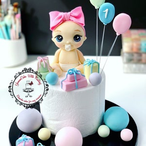 Süßes Baby Mädchen handgemachte essbare Fondant Geburtstags-Kuchen-Dekoration, erste Geburtstags-Kuchen-Dekoration