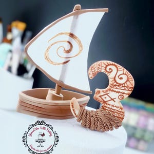 Inspiré de Moana Boat And Number, gâteau d&#39;anniversaire comestible en pâte à sucre fait main en pâte à sucre pour enfants, décoration de fête Moana Royaume-Uni
