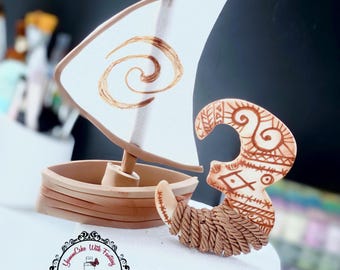 Inspired by Moana Boat  And number  handmade fondant sugarpaste edible birthday cake topper for kids party cake, Moana party decoration UK