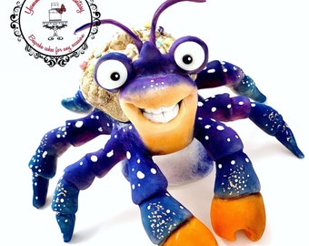 Handmade Inspired by Moana Tamatoa Crab Edible fondant Birthday Cake Topper, sea crab edible decoration for birthday cake