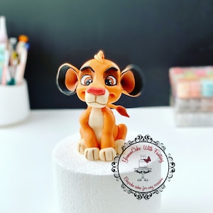 Simba Lion inspired handmade edible fondant birthday cake topper