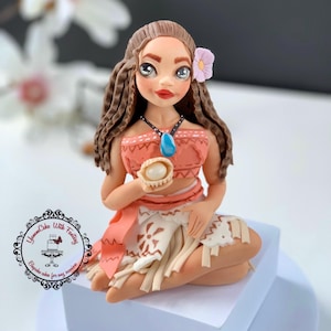 Inspired by Moana figure and handmade fondant edible birthday cake topper, cake decoration, birthday cake decorations, moana kids party gift