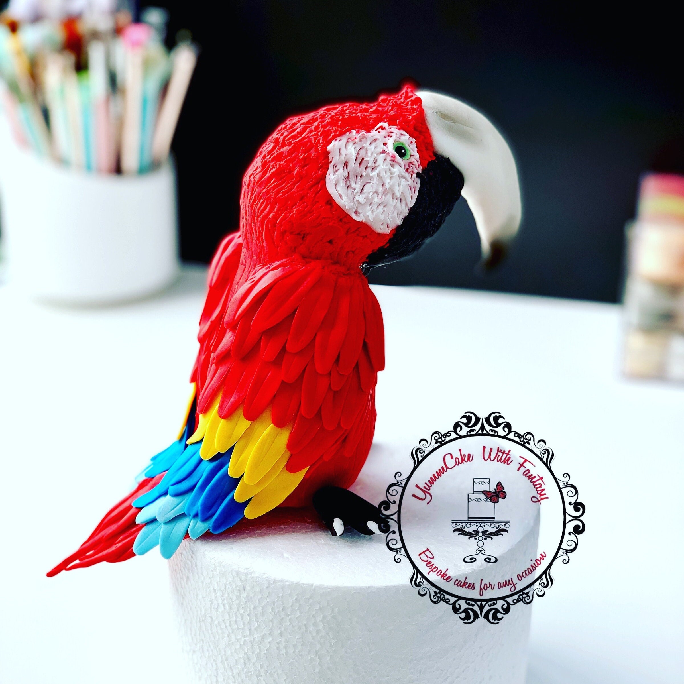 Parrot Bird Edible Handmade Birthday Cake Decoration, Edible