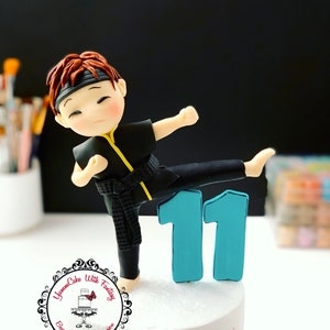 Personalised Handmade Karate Boy Fondant Edible Birthday Cake Topper , sport themed figurine for children’s , boys birthday cake decoration