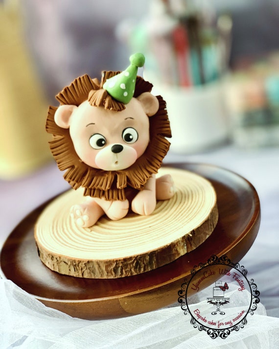 Cute Baby Lion Handmade Edible Fondant Birthday Cake Topper Jungle