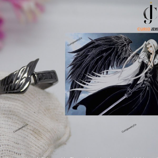 anime ring, sephiroth wing ring, anime cosplay jewelry, black ring, couple ring, final fantasy 7 ring, gift for anime lover, Gift For Him