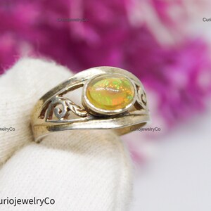 Natural Ethiopian Opal Ring, Dainty Ring, October Birthstone, Opal Jewelry, Stackable Rings, Rings for Women, Gift for Her, Gift for Mom