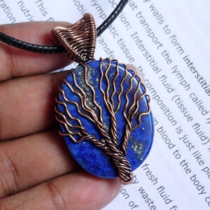 Baum des Lebens - Lapis Lazuli Anhänger, Kupferdraht gewickelt Anhänger, Edelstein Anhänger, natürlicher Kristall Anhänger, handgemachtes Schmuck Geschenk für sie