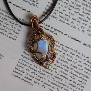 Rainbow Moonstone Pendant Copper Wire Wrapped Pendant Moonstone Gemstone Pendant Copper Pendant Jewelry Gift For Her Moonstone Jewelry