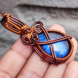 Labradorite Gemstone Pendant Copper Wire Wrapped Pendant Labradorite Pendant Copper Pendant Jewelry Gift For Her Mother Labradorite Jewelry