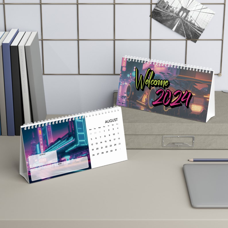 2024 Cyberpunk City Desk Calendar Etsy Australia