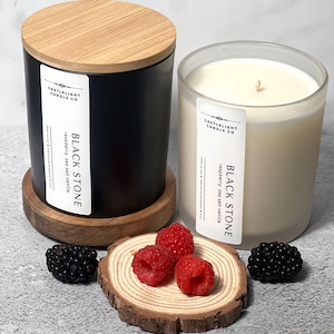 Black Stone: Raspberry + Vanilla Hand Poured Soy Candles