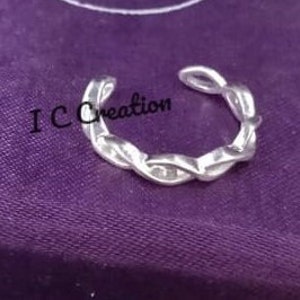 925 Silver / Women's Fancy Adjustable Silver Toe Ring /Solid Metal Toe Ring / white Gold Plated Silver /wedding gift /Gift For special One 画像 3