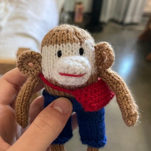 Knitted aminiguri Monkey plushie in cute Outfit