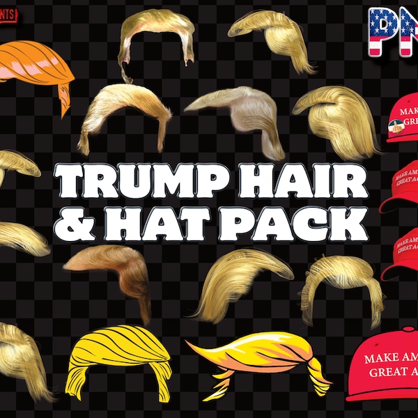 Trump Hair, Trump Hat, Trump PNG Bundle, Trump Clipart Pack, Trump Image Pack MAGA Hat Pngs Trump Graphic Design Elements Graphics Hair Hats