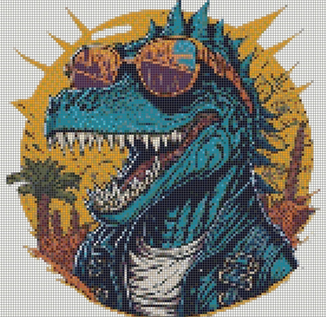 Dinosaur Counted Cross Stitch Pattern Etsy