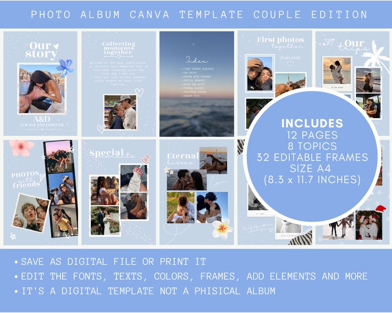 Photo Album Template, Printable Photo Album, Digital Canva Template