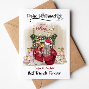Freundinnen Weihnachten Weihnachtskarte Freundschaft Beste Freunde Karte Klappkarte personalisiert personalisierbar mit Namen Vornamen