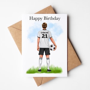 Fußball Geburtstag Mann Fußballer Geburtstagskarte Fußballspieler Karte Klappkarte personalisiert mit Vornamen Glückwunschkarte