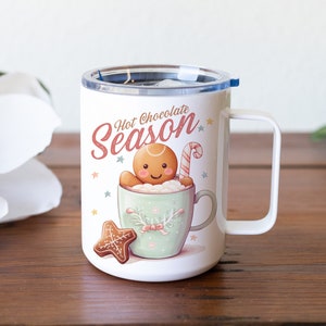 Hot Chocolate Season cup thermal mug with handle and lid stainless steel thermal cup coffee to go coffee mug - 350 ml